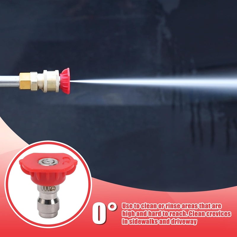 VIPRUSH Pressure Washer Tips, 7 Pack Power Washer Nozzle Tips, 0 Degree Red, 1/4 Inch Quick Connect, 4000 PSI - Image 2